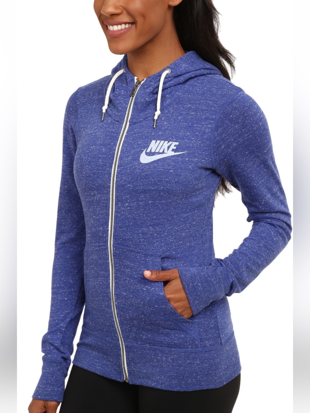 Nike Royal Blue Full-Zip Hoodie with White Logo